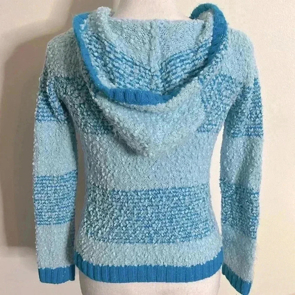 Justice Blue Fuzzy Sweater Hoodie Size 14 - Picture 3 of 7